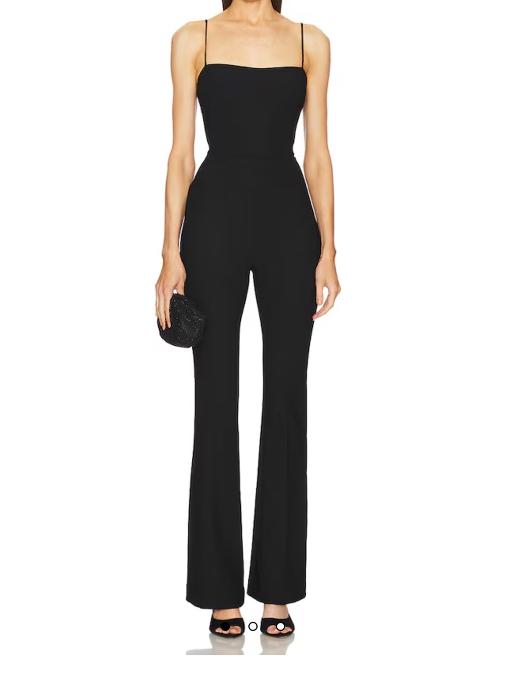 REVOLVE x Michael Costello Black Spaghetti-Strap Flared Jumpsuit